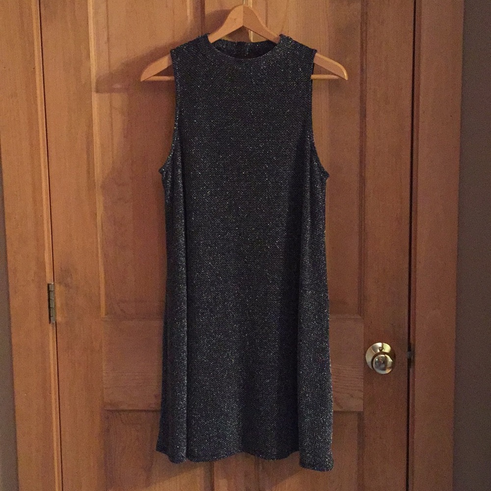 Love Fire Black/Silver Shiny Sleeveless Dress, L